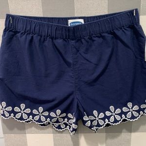 Old Navy, Large Navy with white trim shorts, size 10/12.